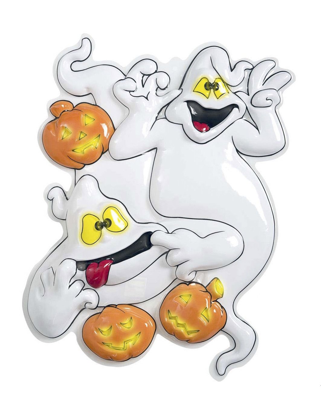 Décoration murale fantômes et citrouilles d'Halloween blanc et orange en relief