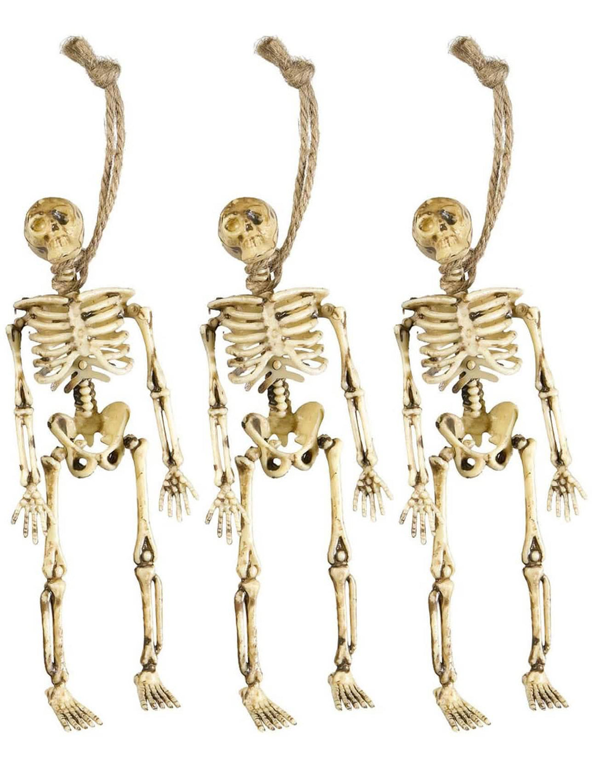Visící kostlivci dekorace na halloween na párty, sada 3 kusů, béžová