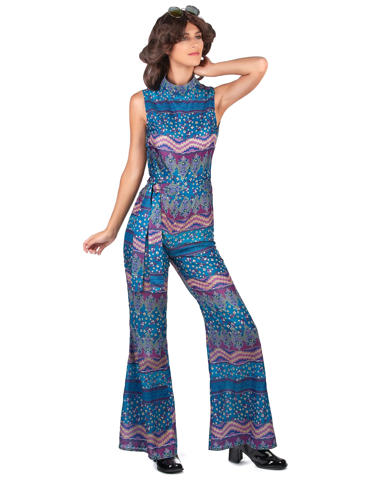 Dámský modrý kostým ze 70. let