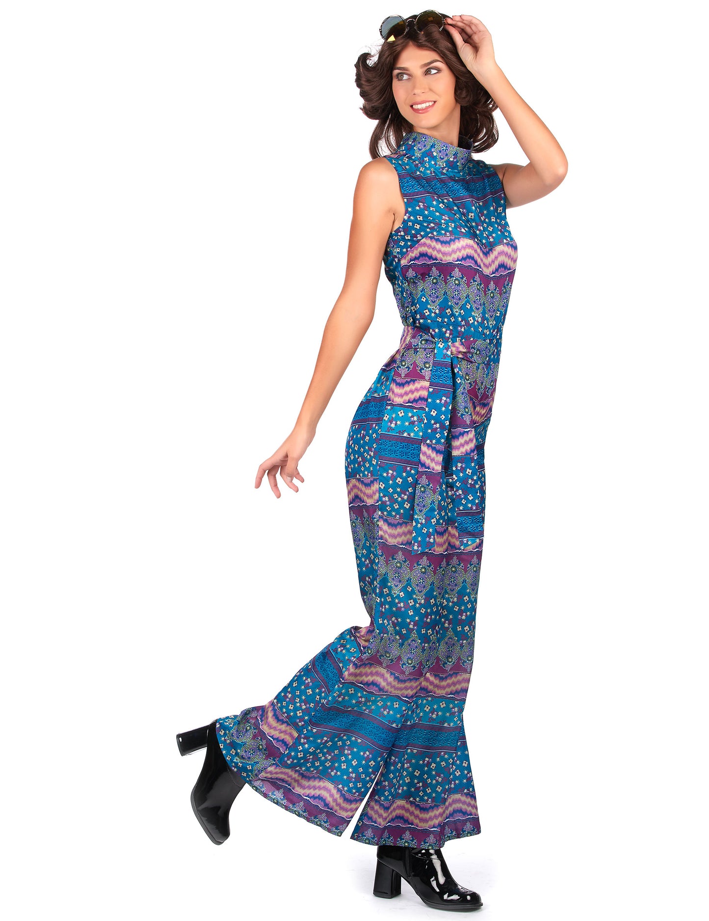 Dámský modrý kostým ze 70. let