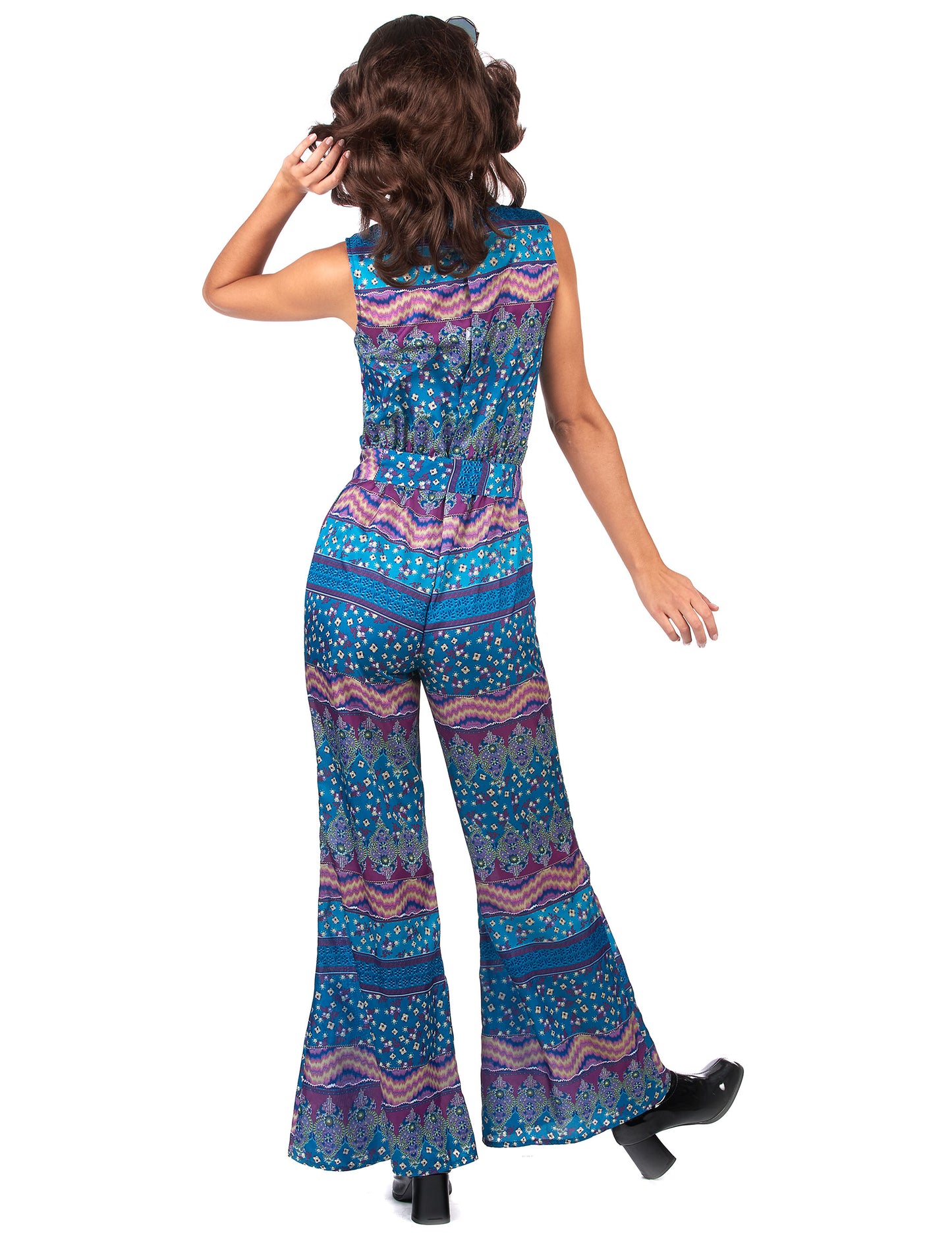 Dámský modrý kostým ze 70. let