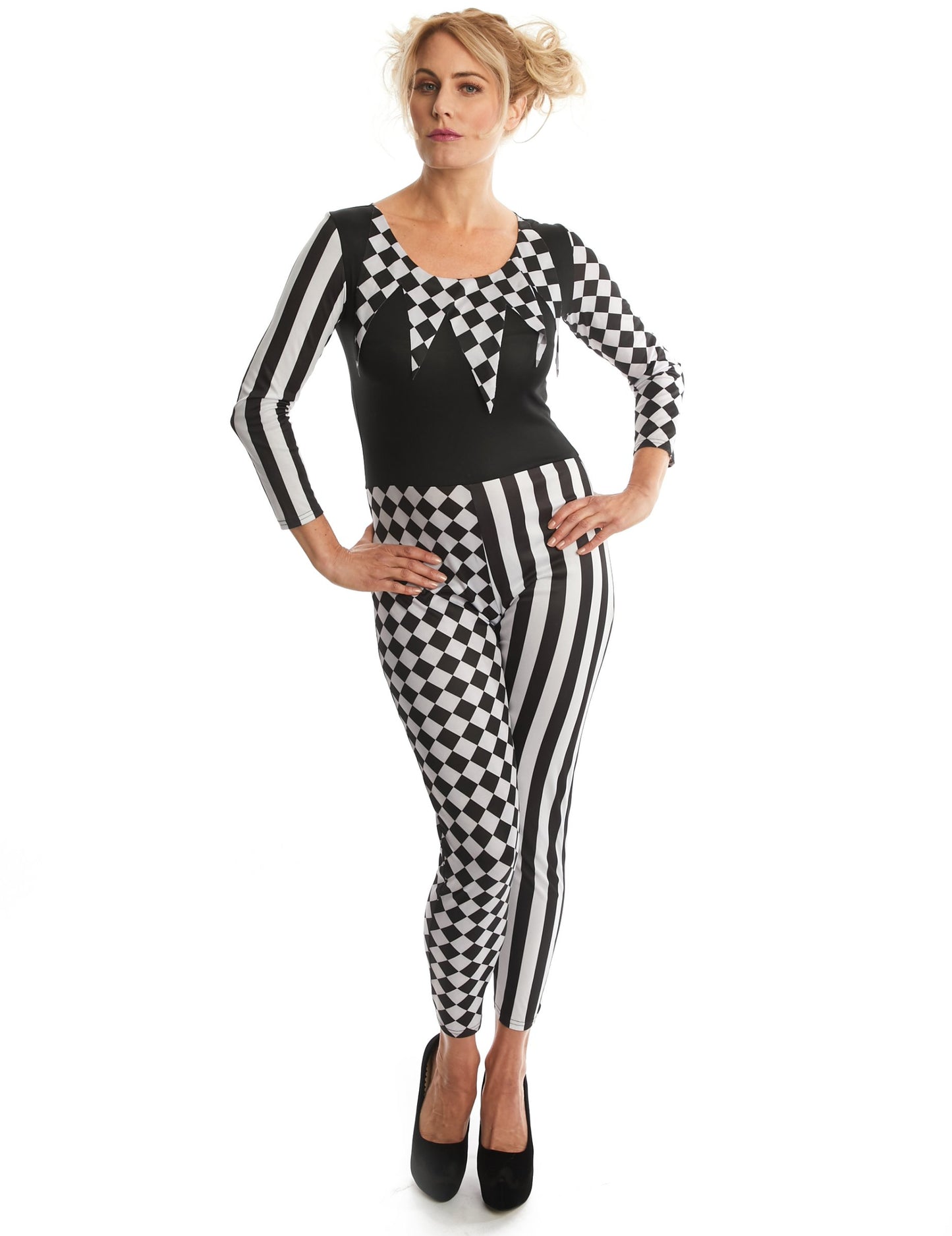 Dámský kostým harlekýna dvoubarevného vzoru