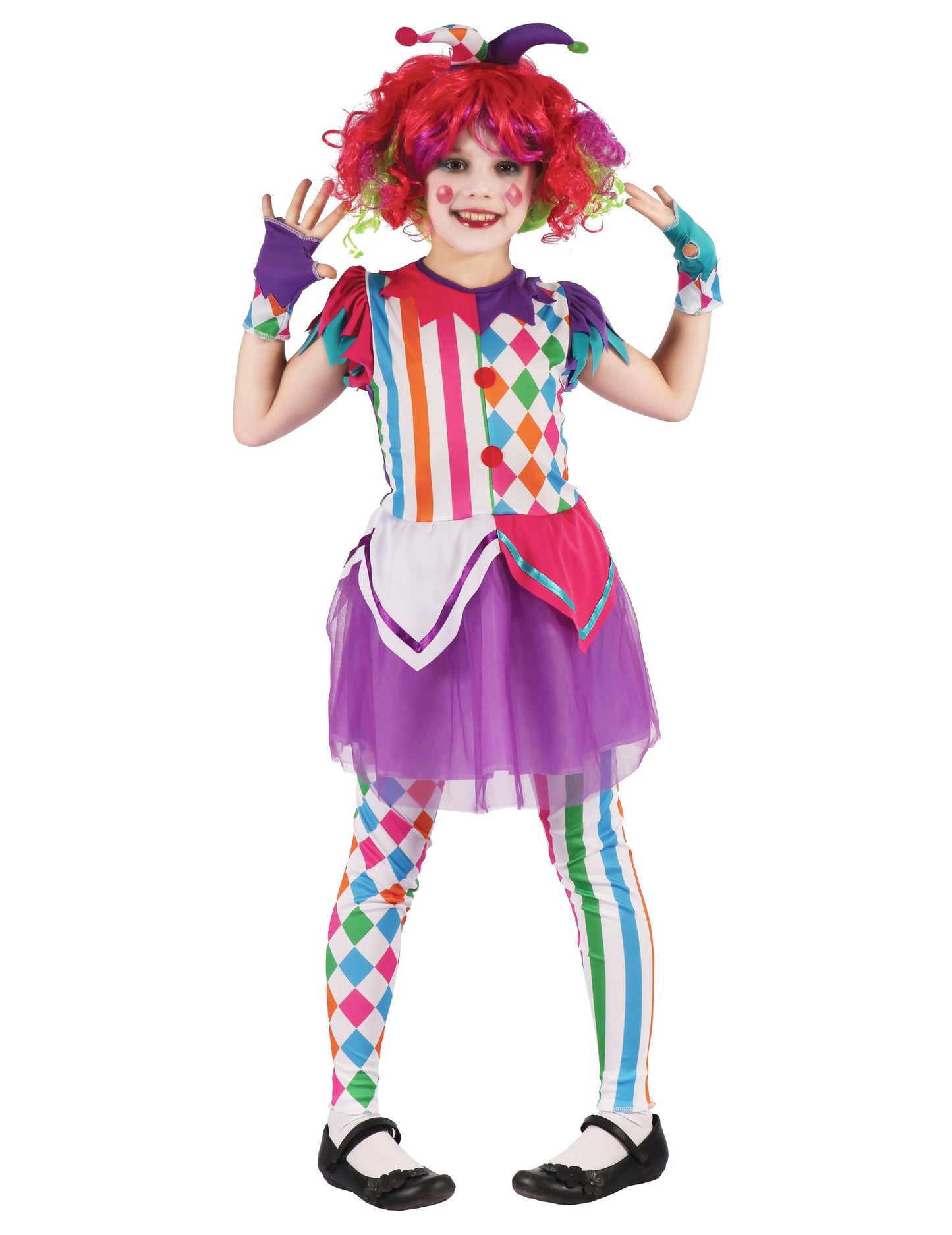 Barevný harlekýnský kostým pro dívky