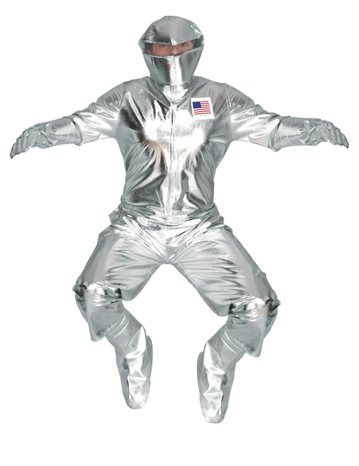 Pohled zepředu na skákací kostým astronauti