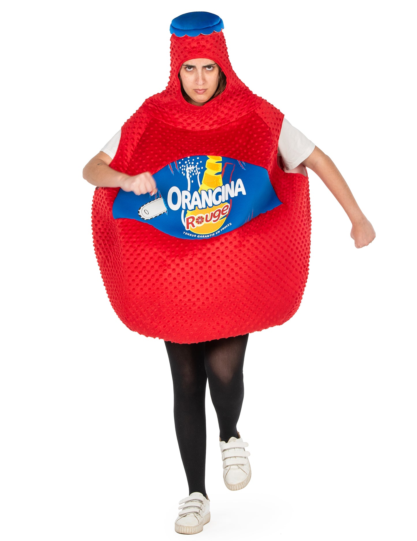 Kostým láhve s červenou oranginou