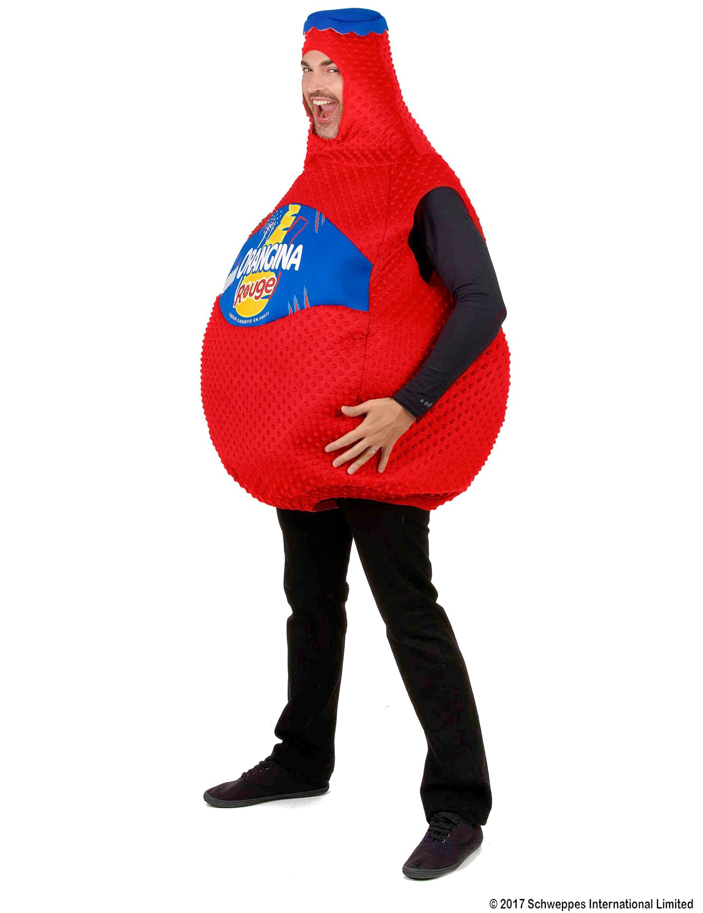 Kostým láhve s červenou oranginou
