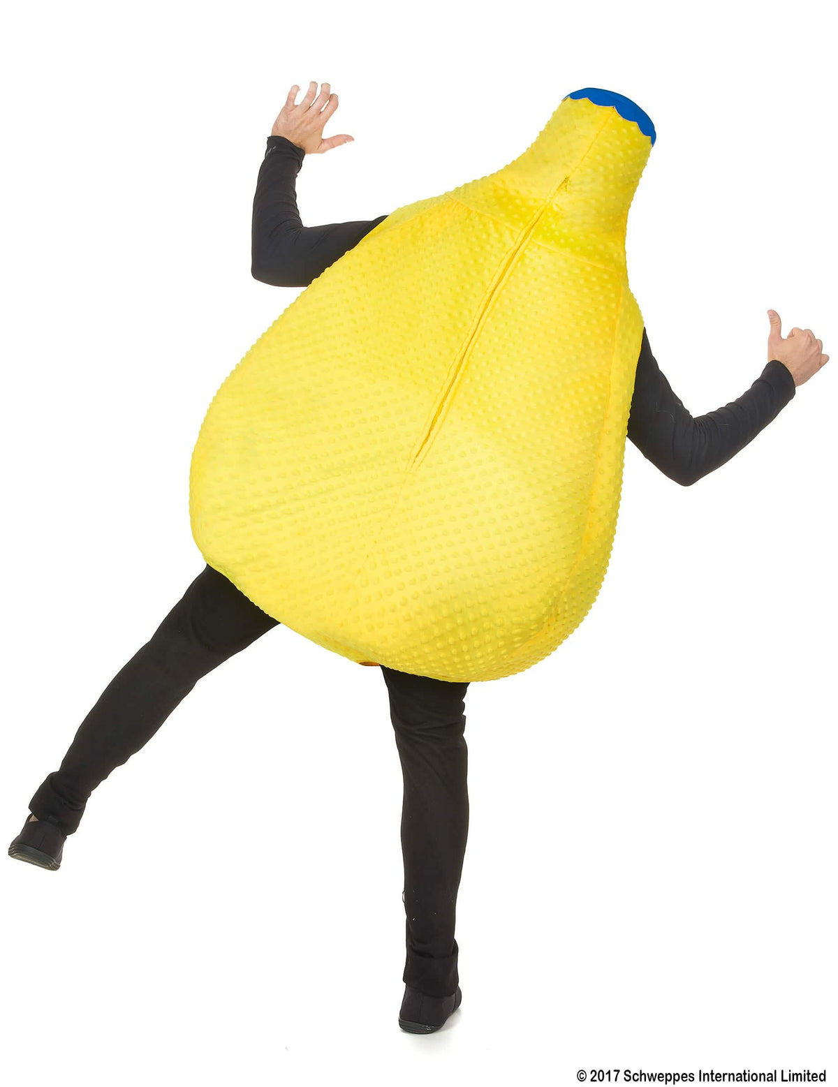 Pohled zezadu na dospělý kostým láhve Orangina™