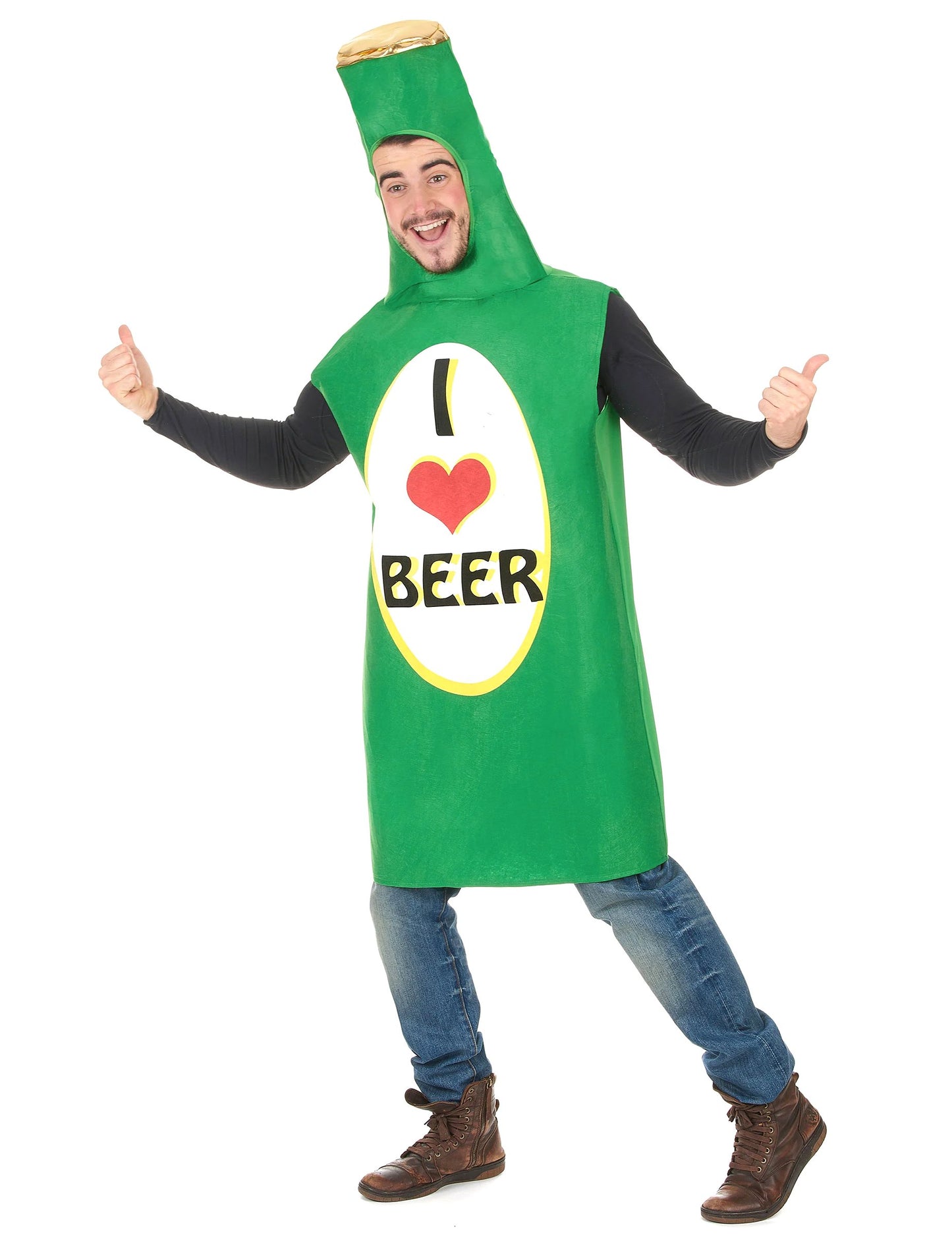 Kostým lahví zeleného piva pro dospělé