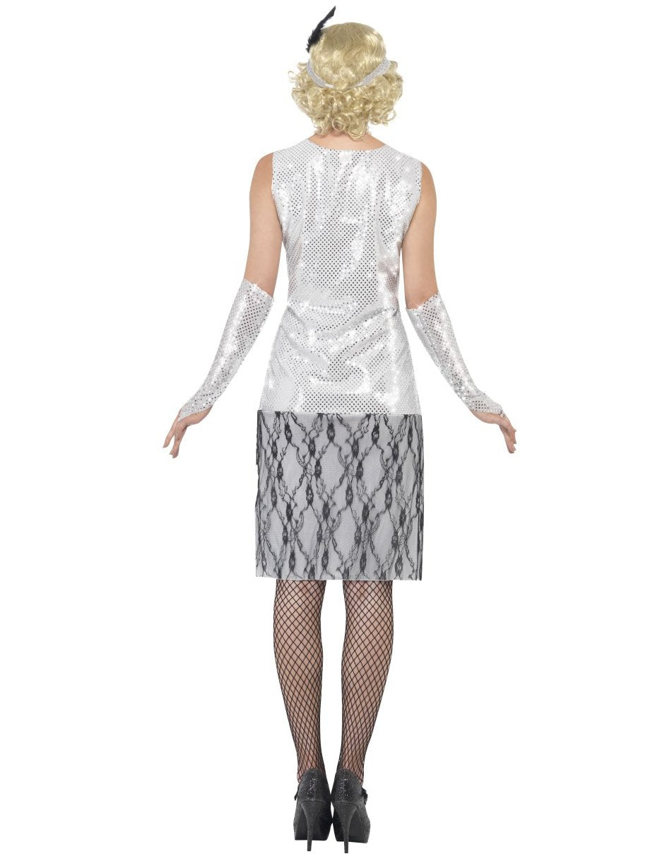 Dámský kostým Charleston ze stříbrné krajky