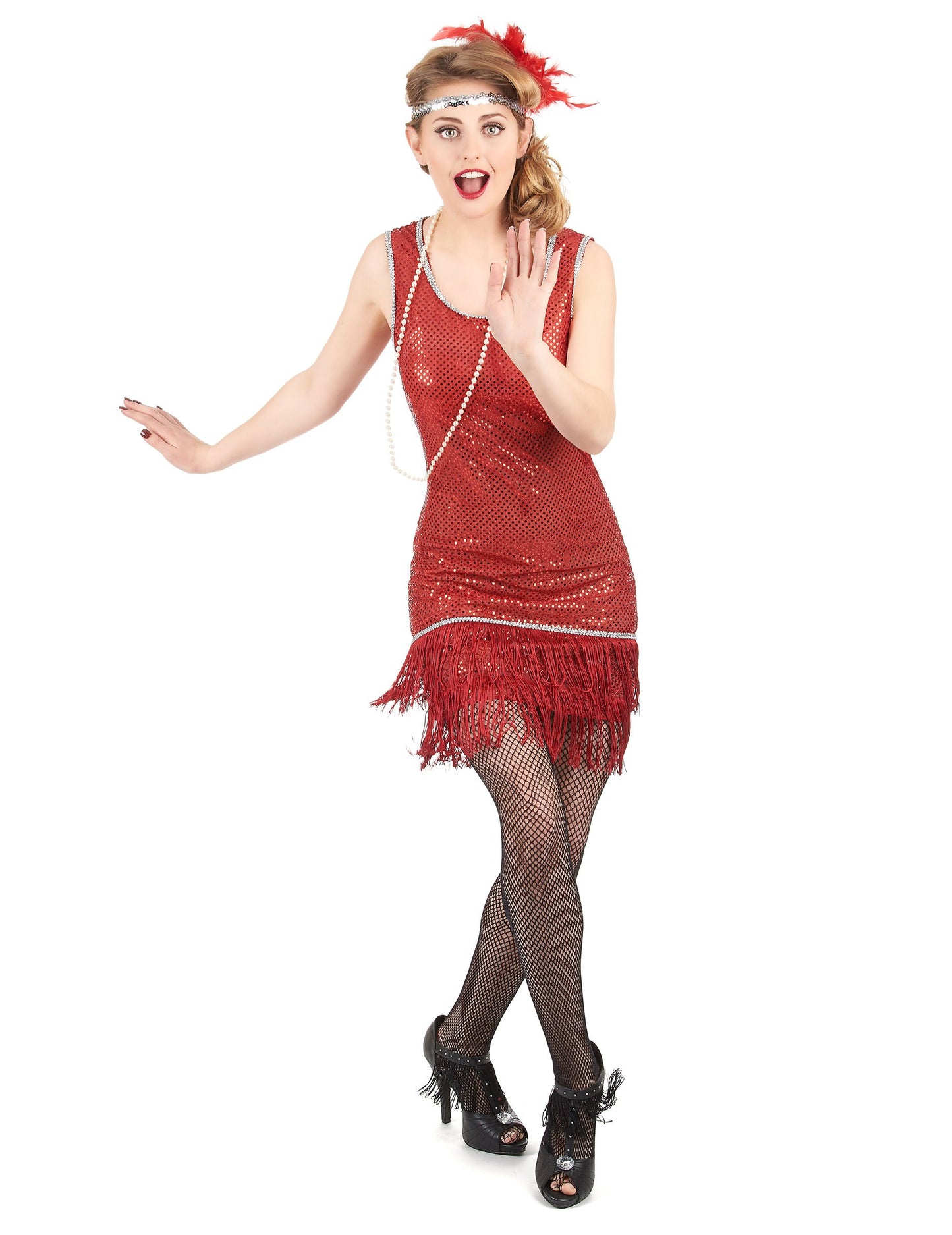 Dámský červený flitrovaný charlestonský kostým