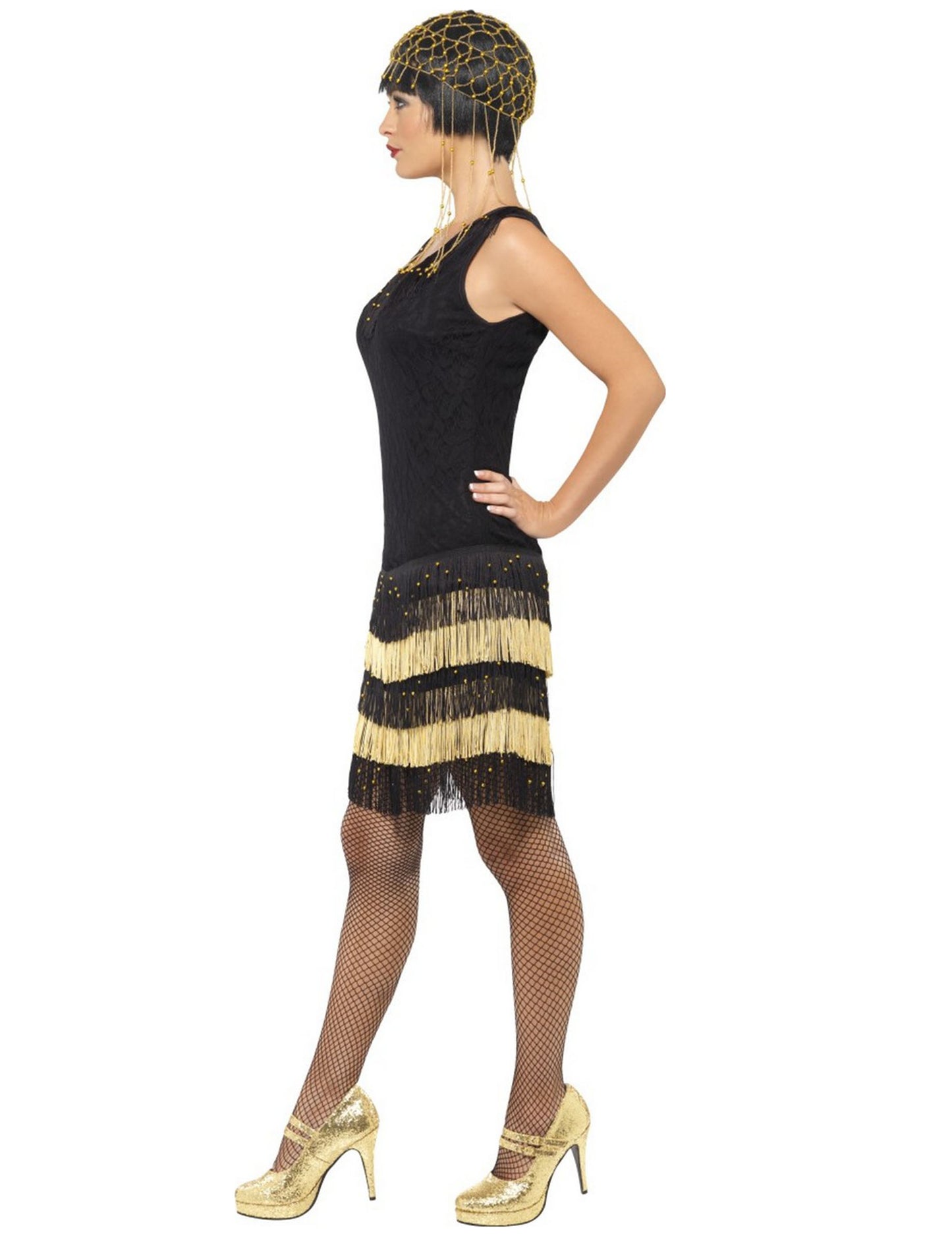 Dámský kostým charlestonu v černém a zlatém provedení