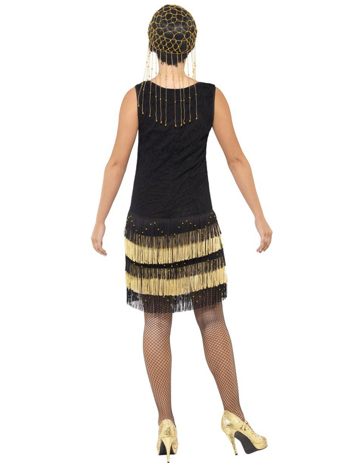 Dámský kostým charlestonu v černém a zlatém provedení