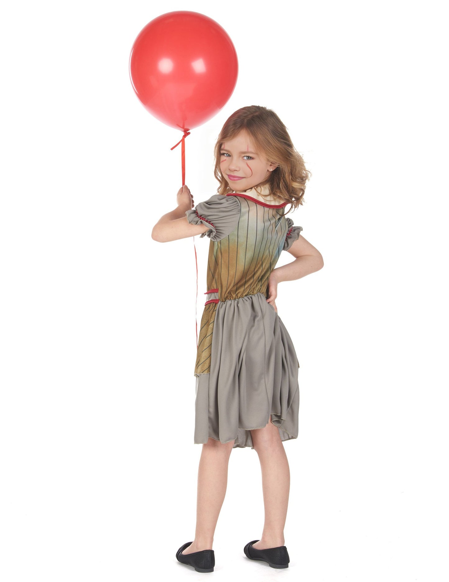 Děsivý šedý klaunský kostým pro dívky