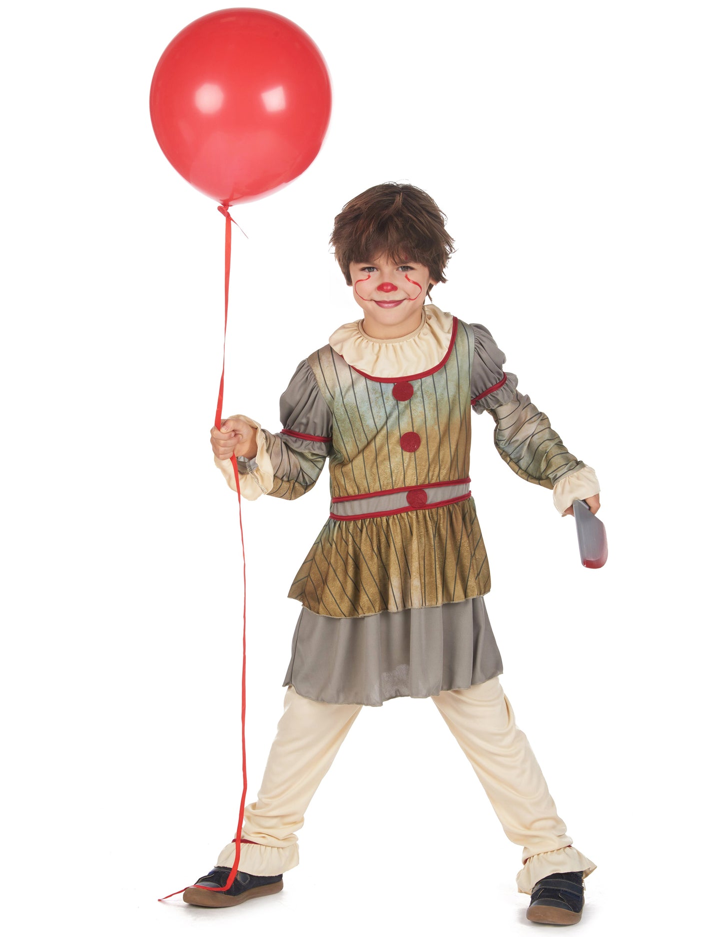 Děsivý šedý klaunský kostým pro chlapce