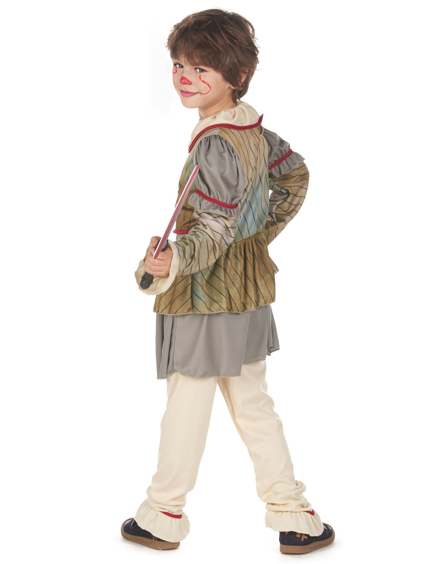 Děsivý šedý klaunský kostým pro chlapce