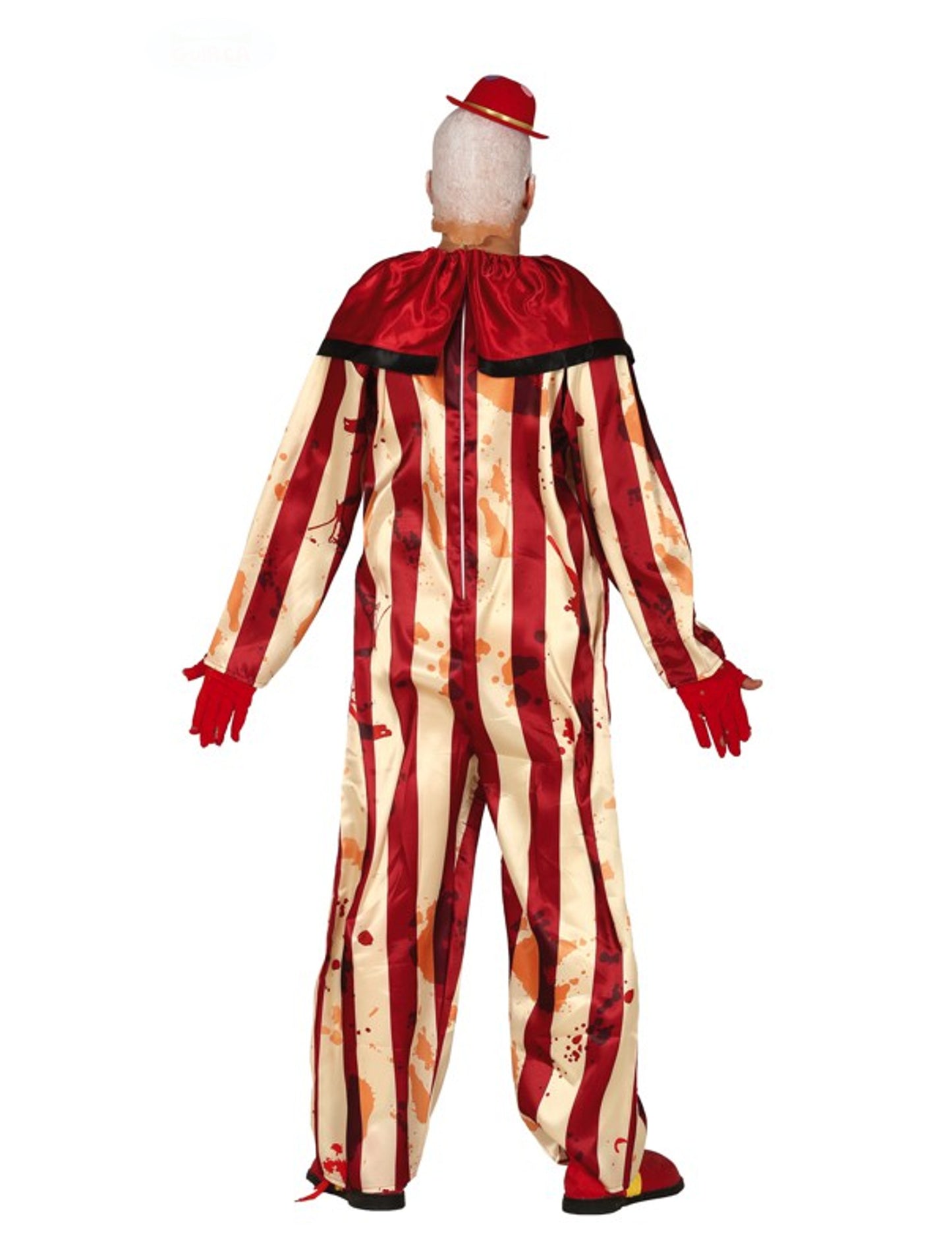 Pánský kostým strašidelného klauna v červené a bílé barvě