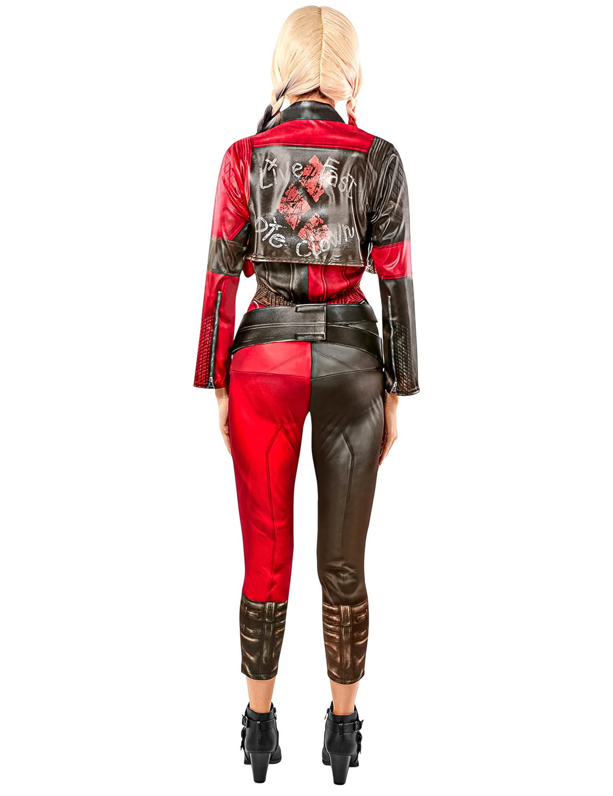 Pohled zezadu na kostým kombinézu Harley Quinn Suicide squad 2