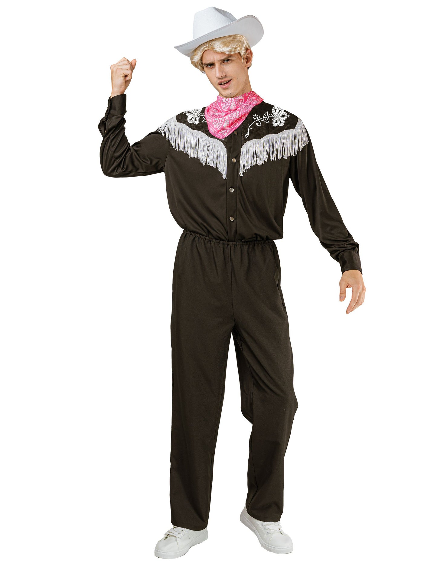 Pánský kovbojský kostým v černém a bílém provedení