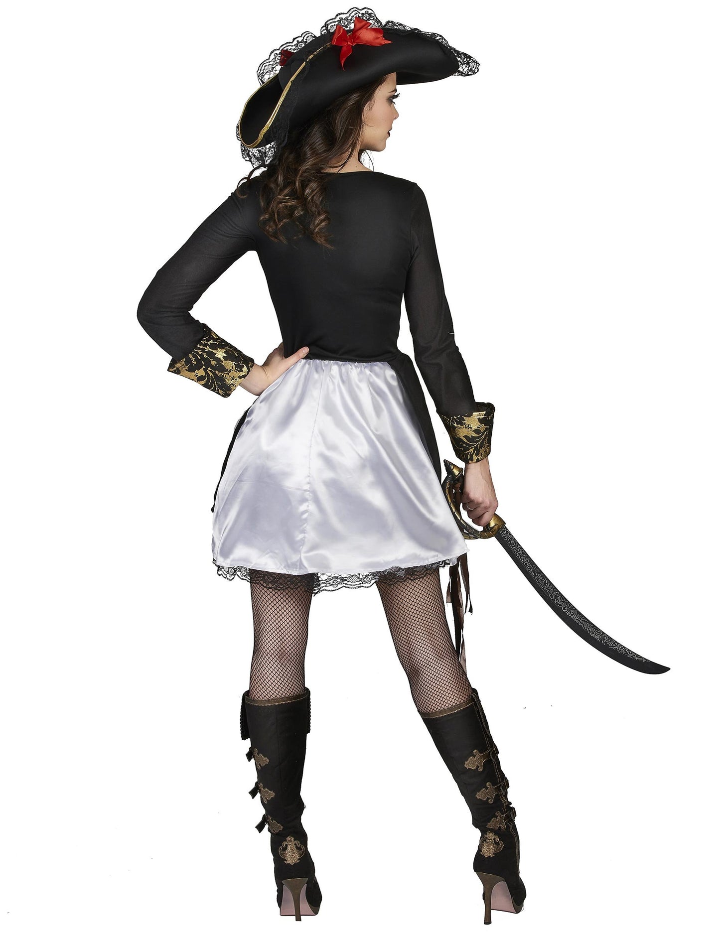 Vue de dos du déguisement corsaire sexy pour femme