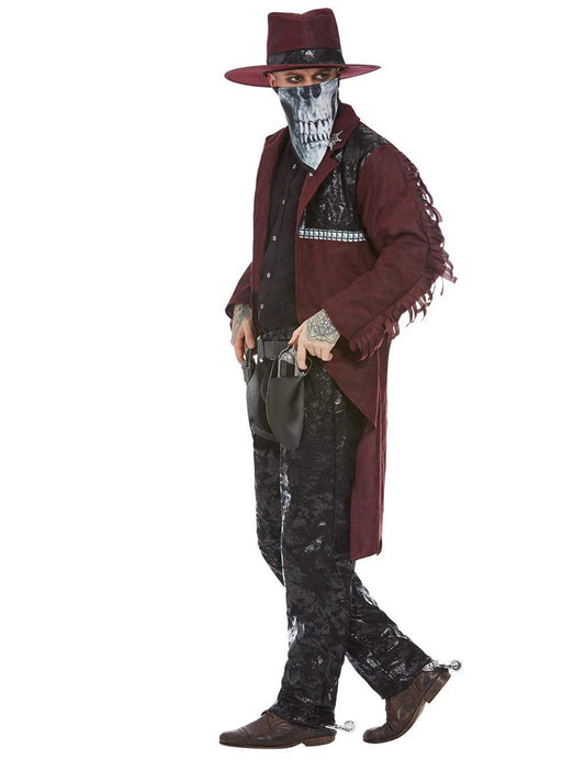 Vue de profil du déguisement de cowboy mystérieux pour homme