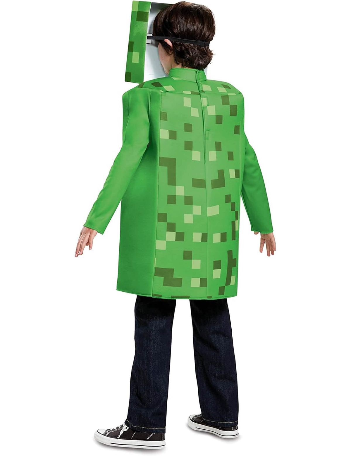 Pohled zezadu na kostým Creeper Minecraft pro dítě