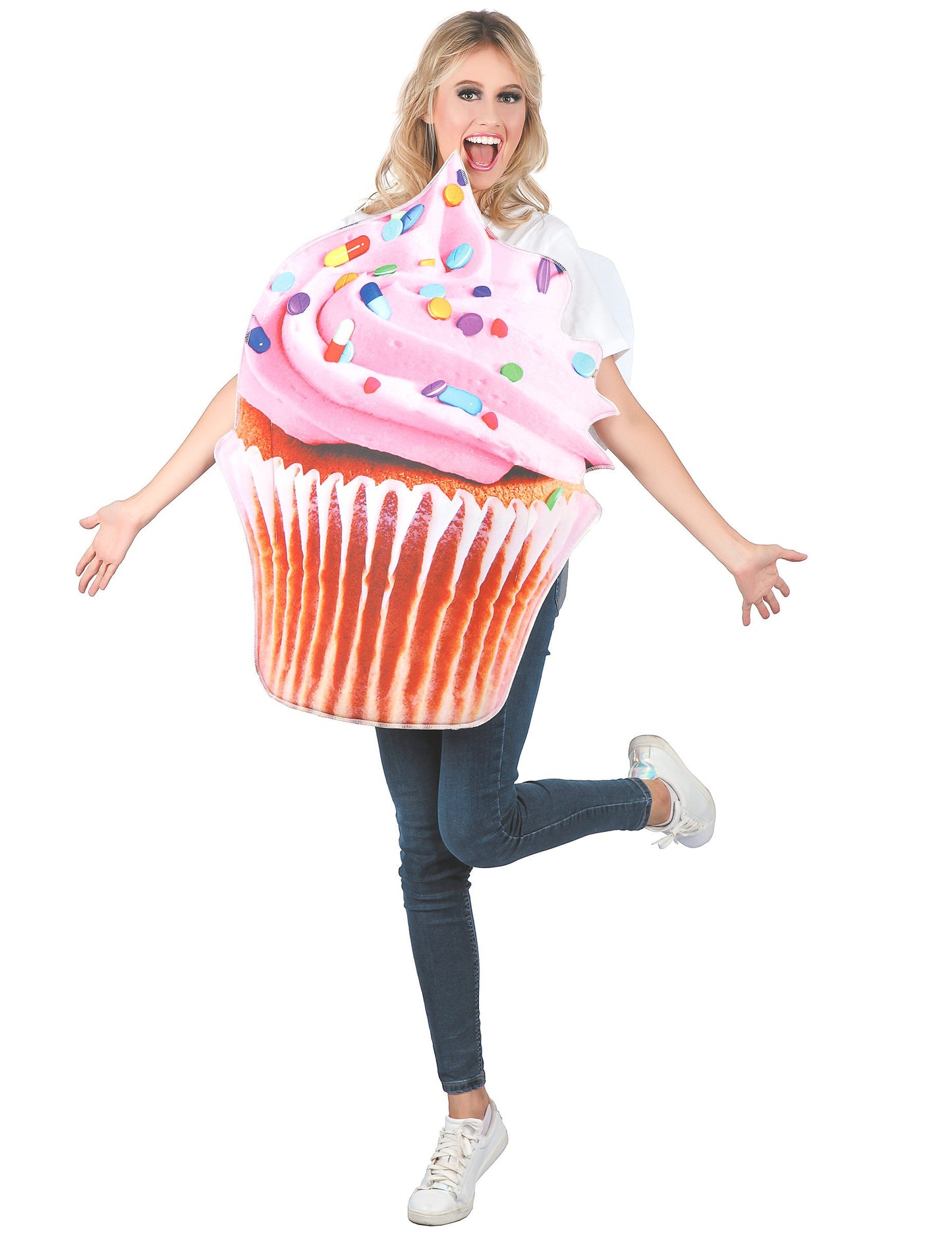 Kostým pro dospělé s růžovým vitamínovým cupcakem