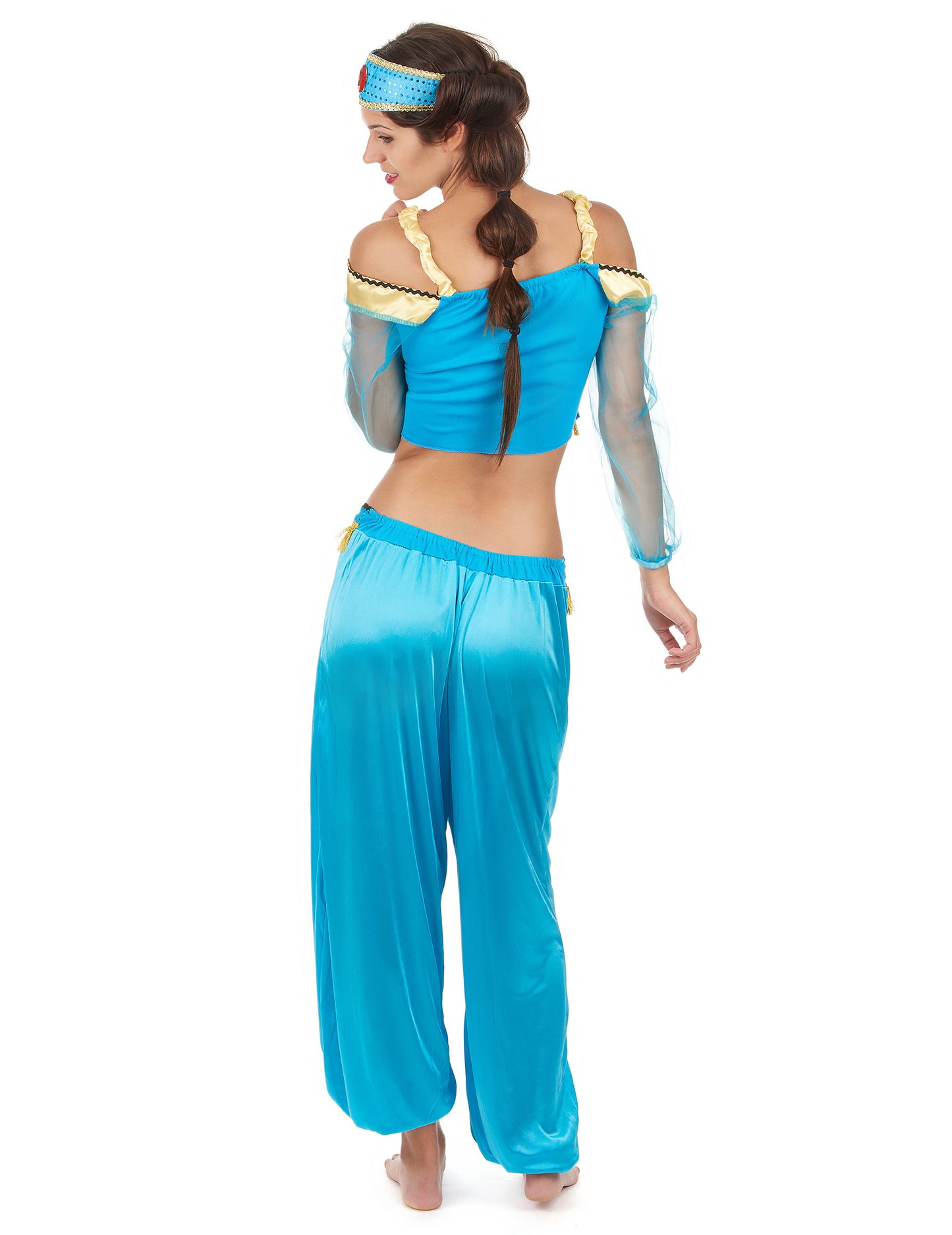 Dámský kostým orientální tanečnice v modré a zlaté barvě
