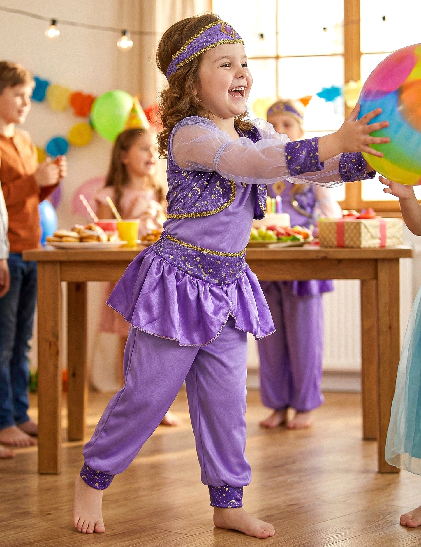 Orientalisches Tänzerinnen-Mädchenkostüm violett-goldfarben