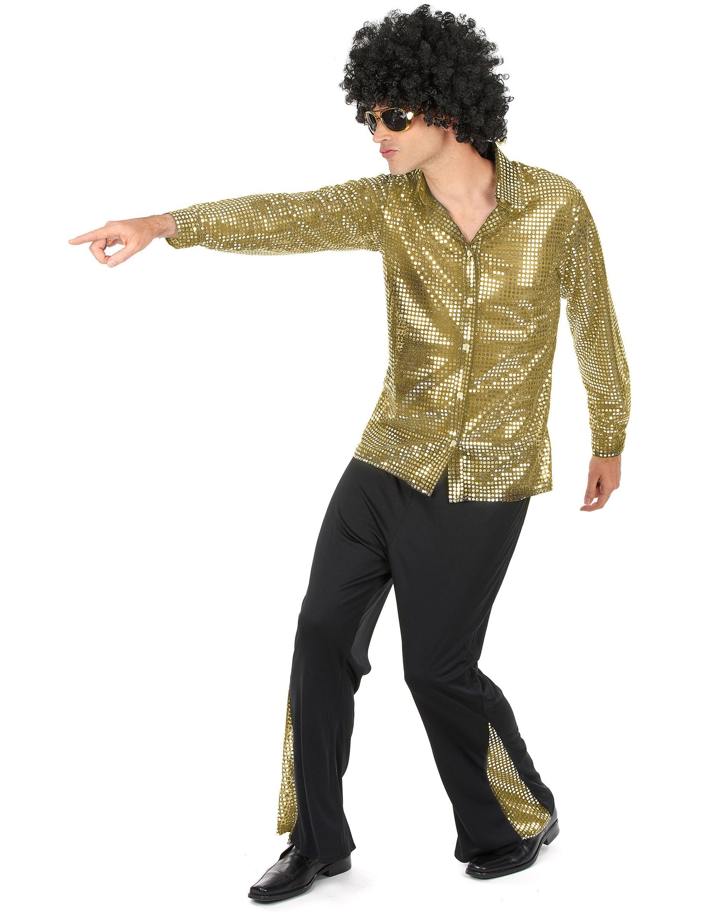 Pánský disko kostým se zlatými flitry