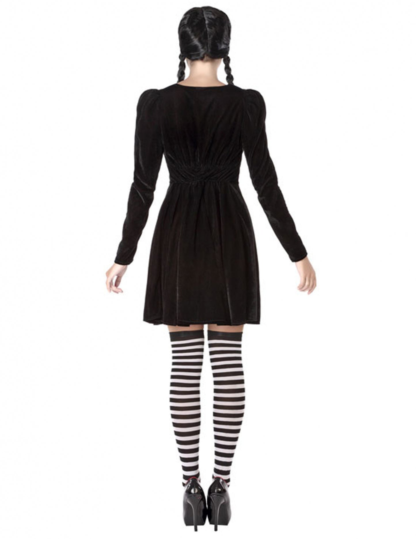 Vue de dos du déguisement écolière macabre pour femme