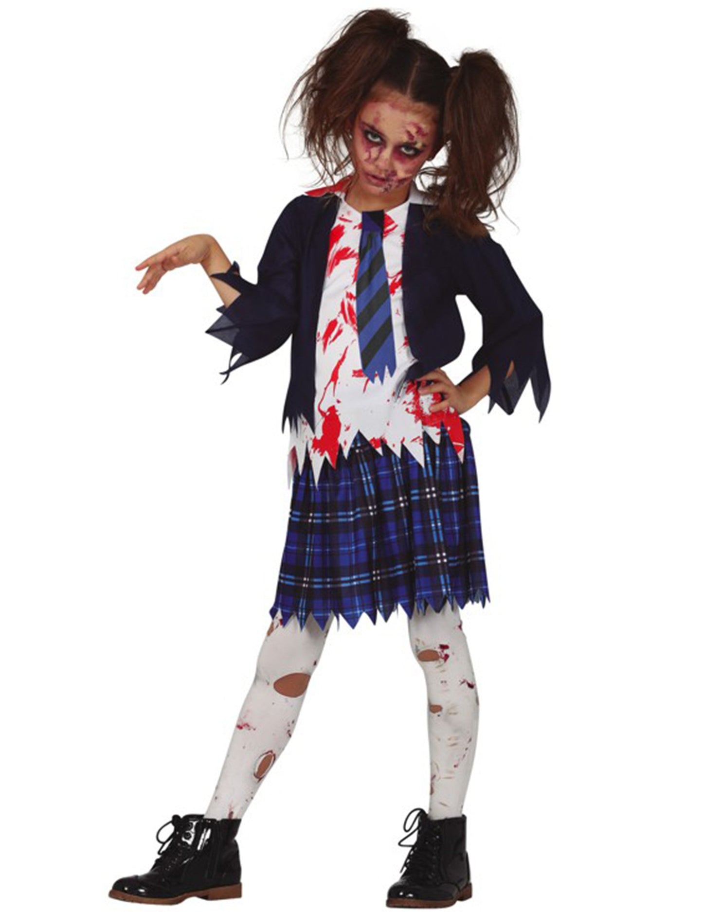 Dívčí modrý kostým zombie školačky