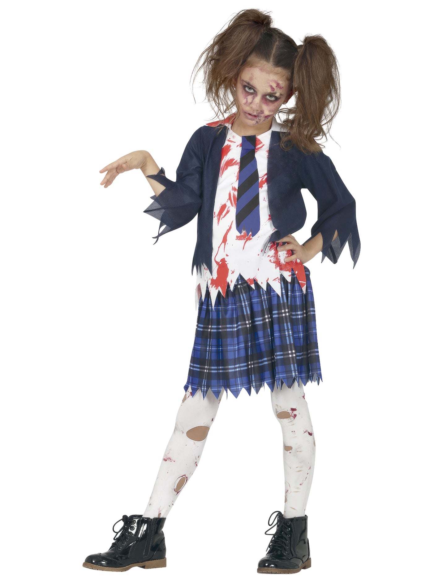 Dívčí modrý kostým zombie školačky