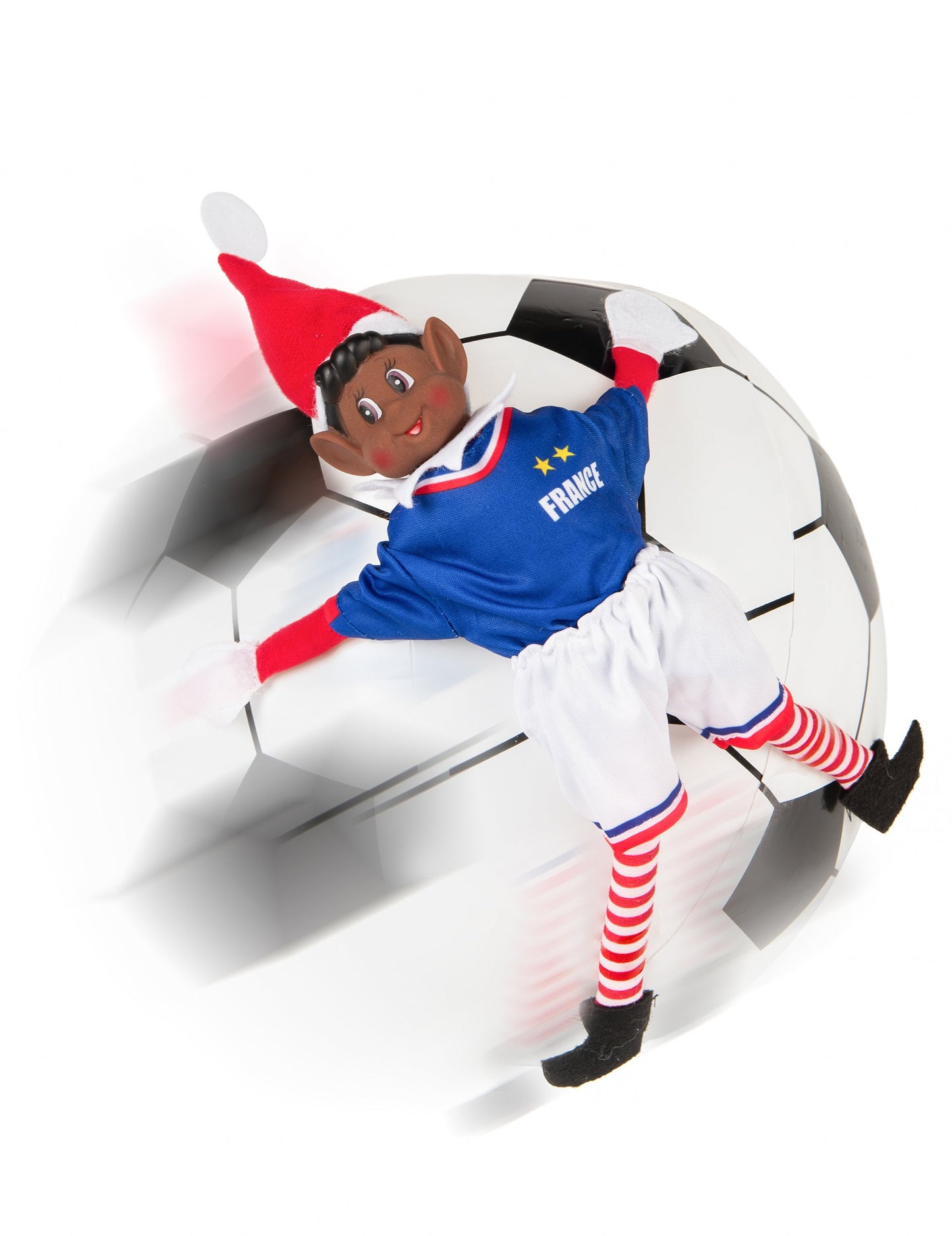 Kostým francouzského národního fotbalového týmu pro zlomyslnou panenku elfa