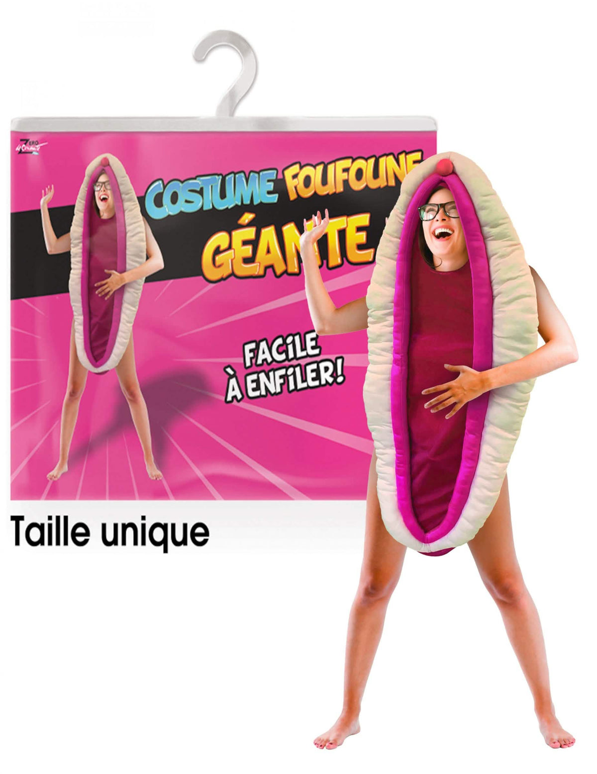 Balení a prezentace kostýmu obří vulvy