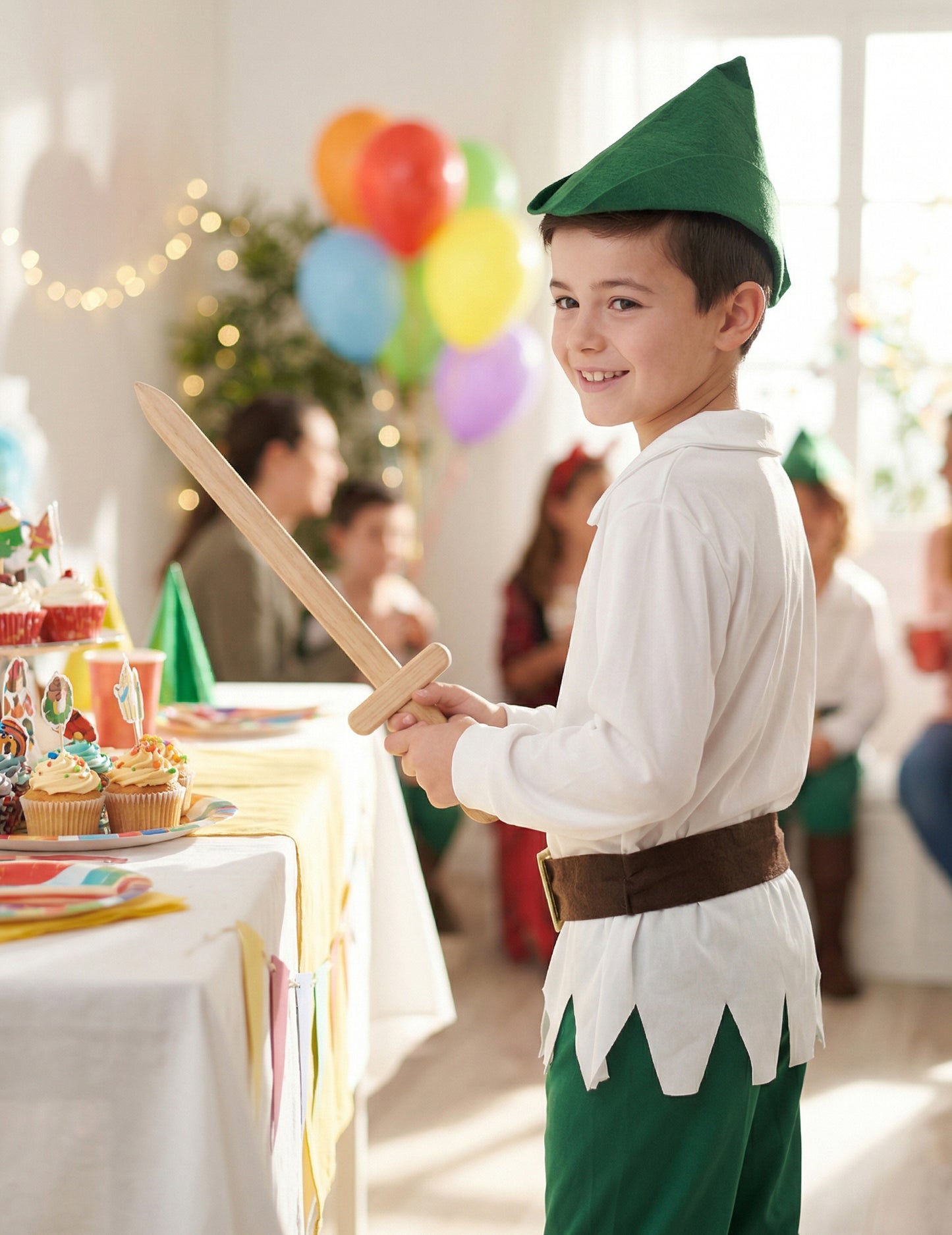 Rebellischer Waldläufer Kinderkostüm für Jungen braun-weiss-grün