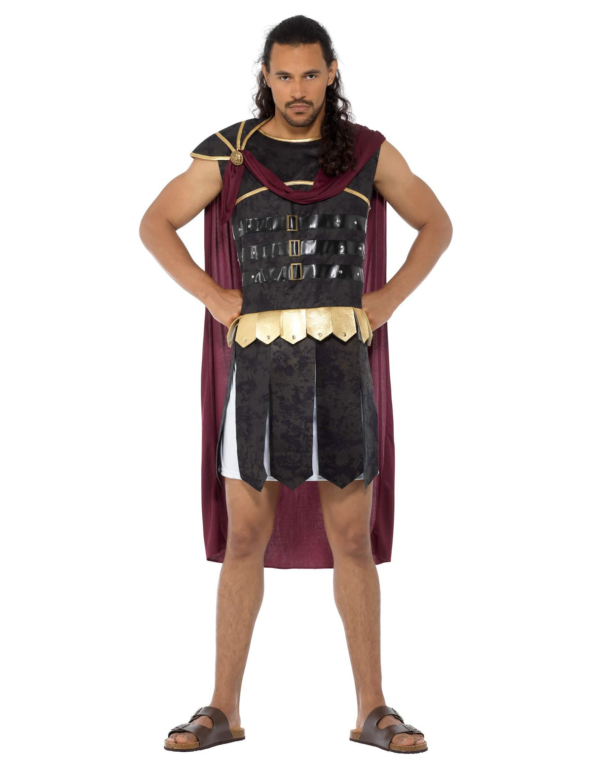 Pohled zepředu na římský gladiátorský kostým