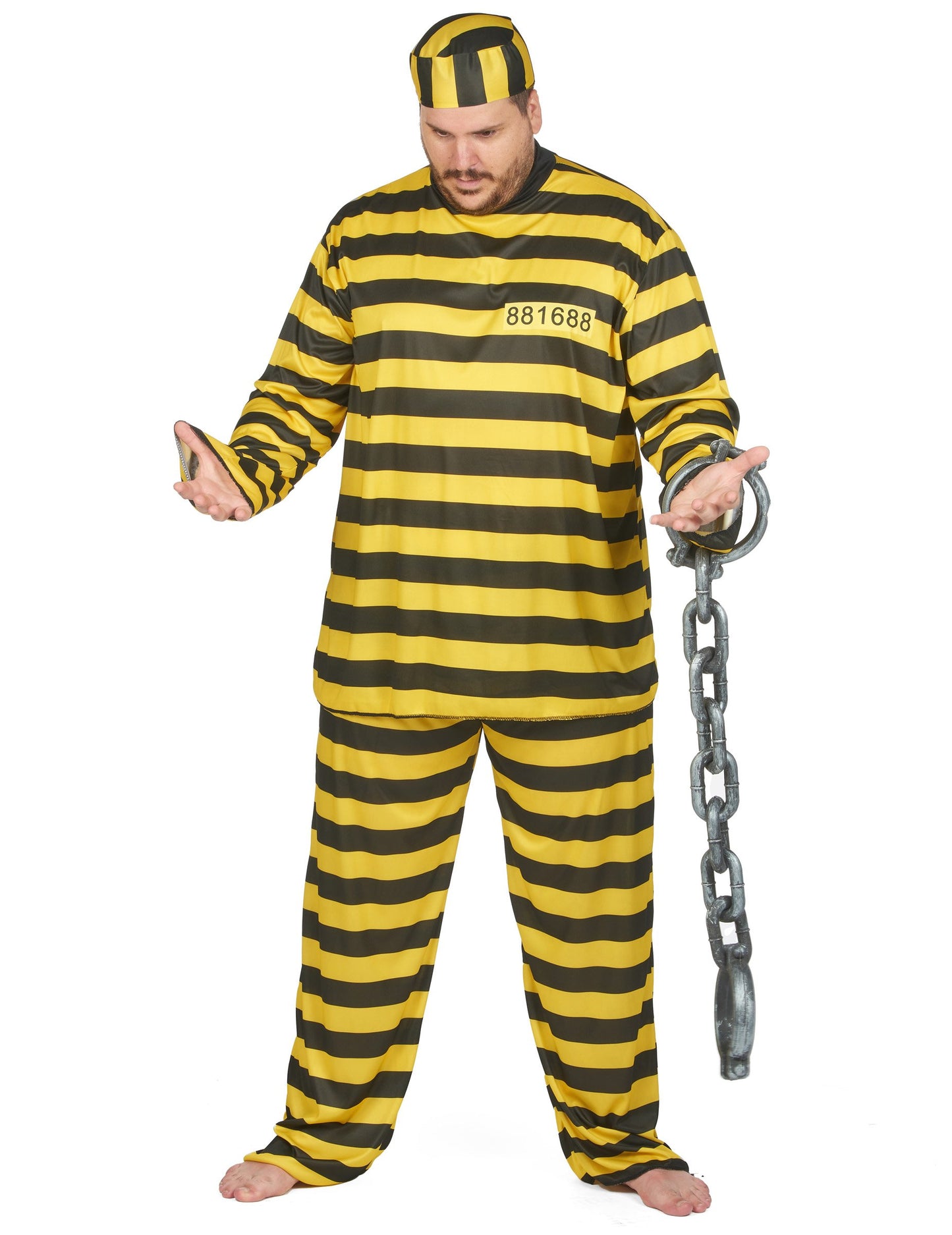 Kostým vězně pro dospělé ve velké velikosti - žlutý