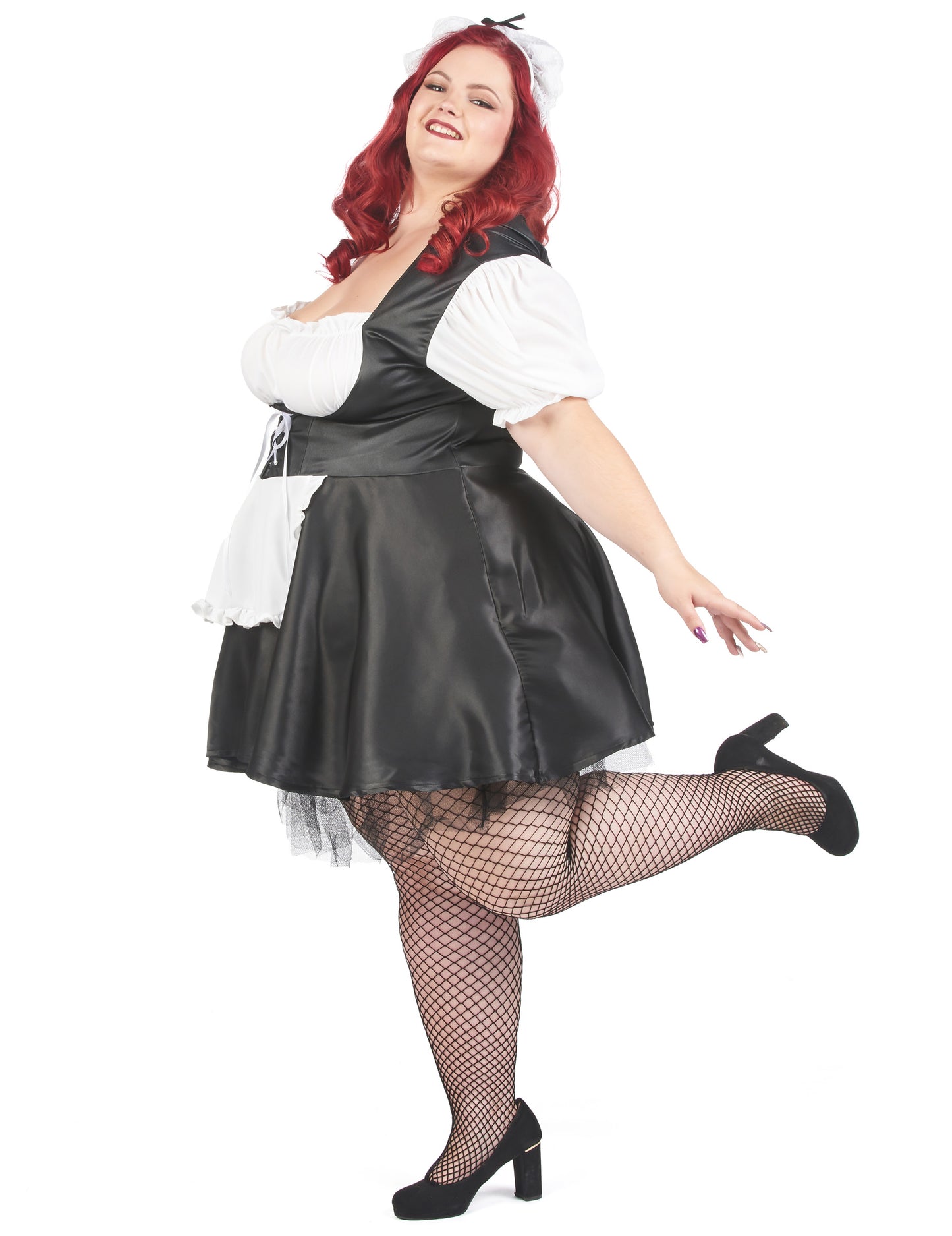 Kostým služebné pro plnoštíhlé ženy