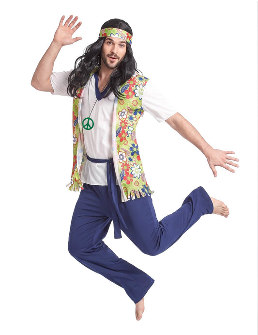 Modrý hippie kostým pro muže