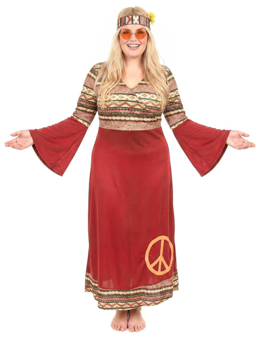 Dámský hippie kostým v vínové barvě