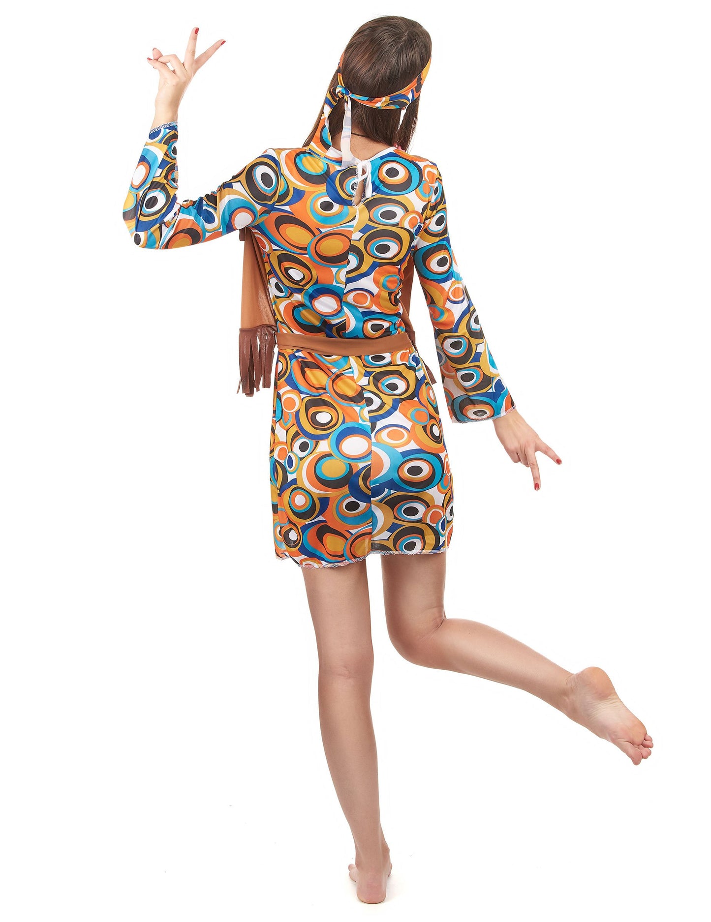 Dámský hippie kostým s kulatými vzory