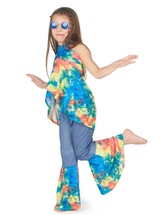 Vue de profil du déguisement hippie pour fille