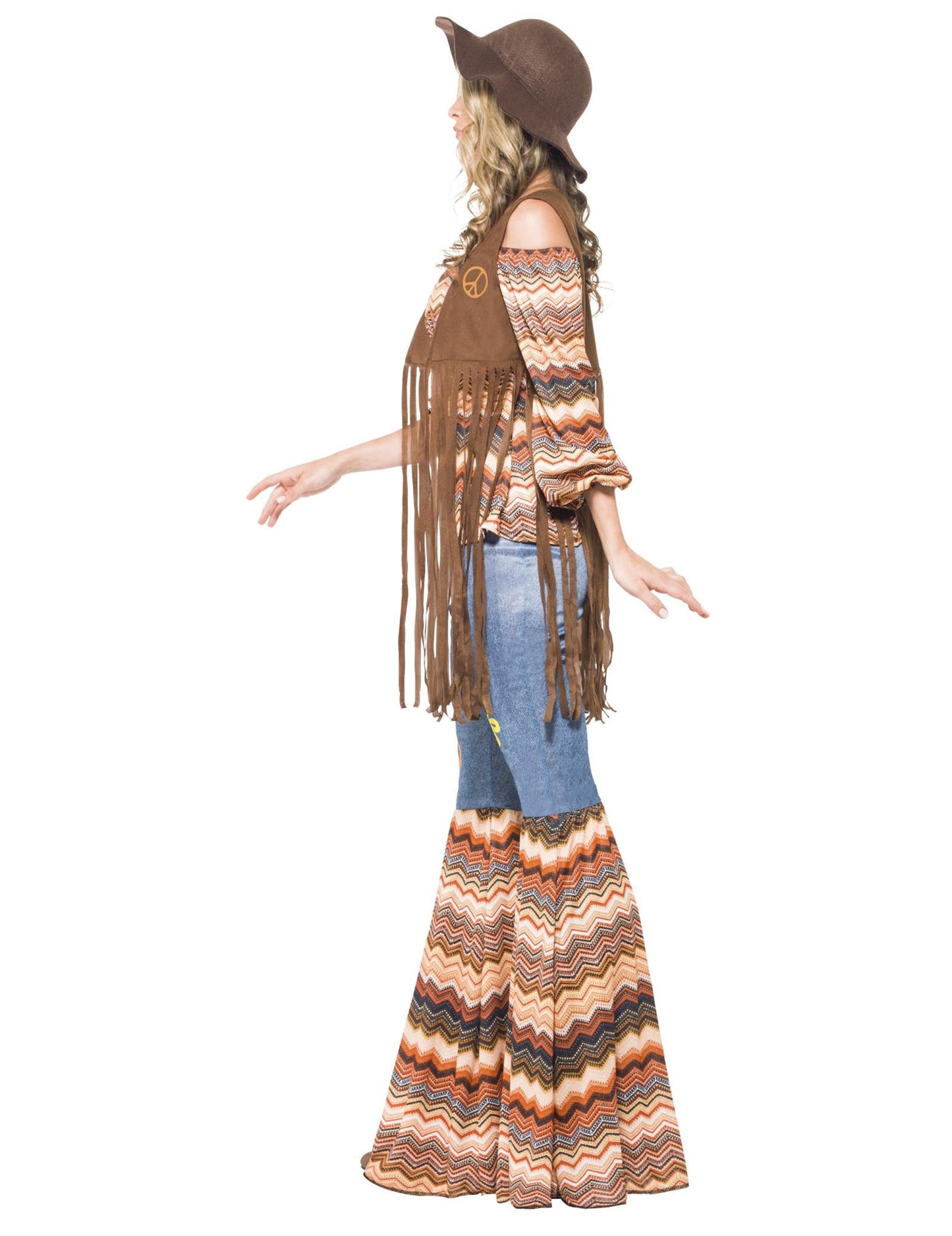 Vue de profil du déguisement hippie harmonie pour femme