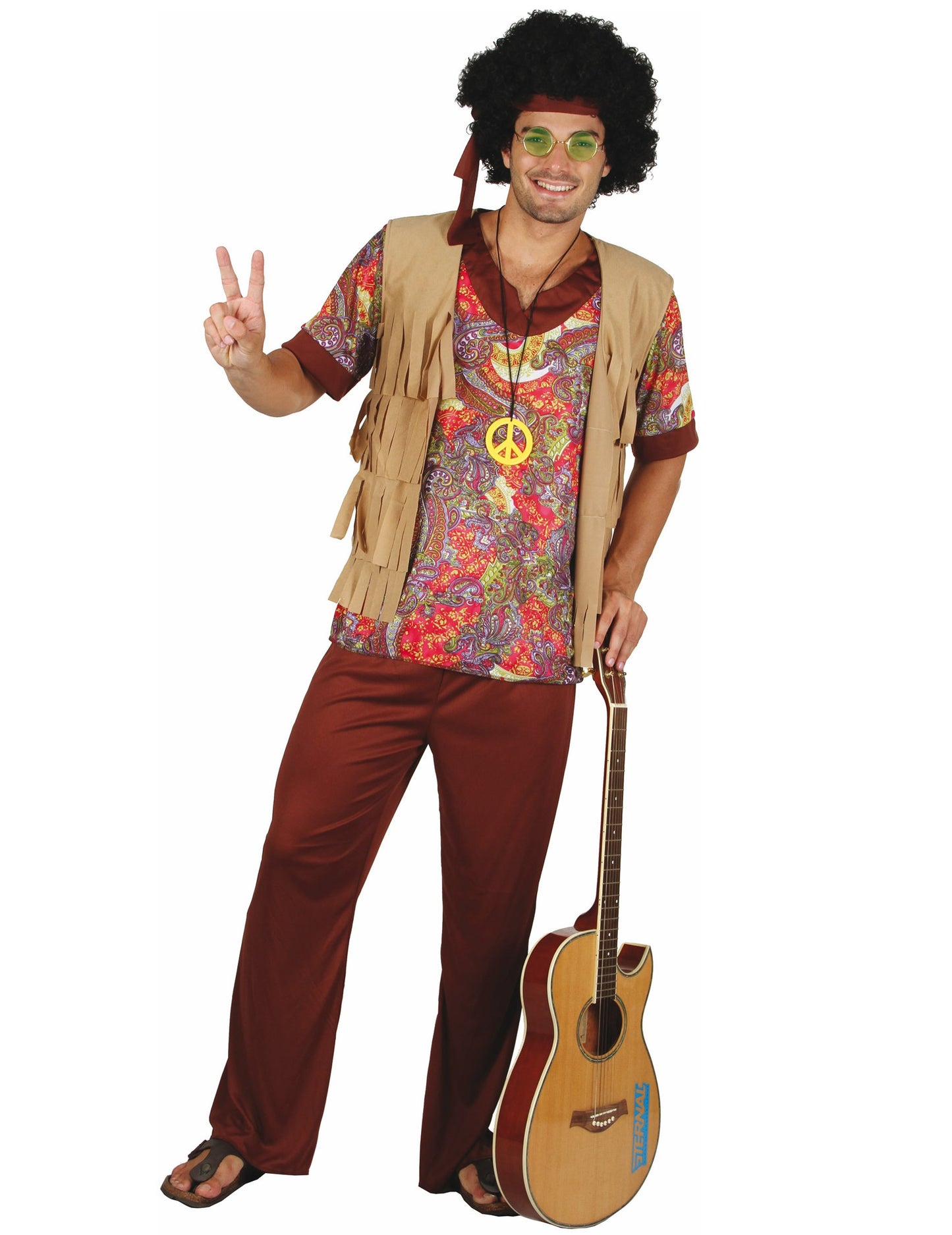 Pánský hippie kostým s červeným vzorem