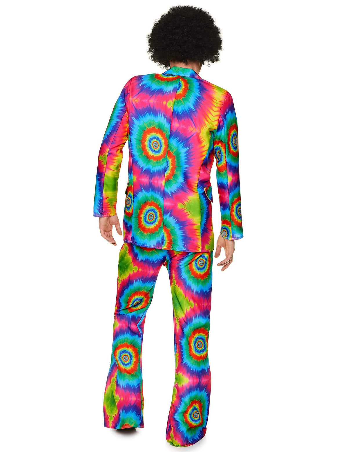 Pohled zezadu na psychedelický hippie kostým pro mužů