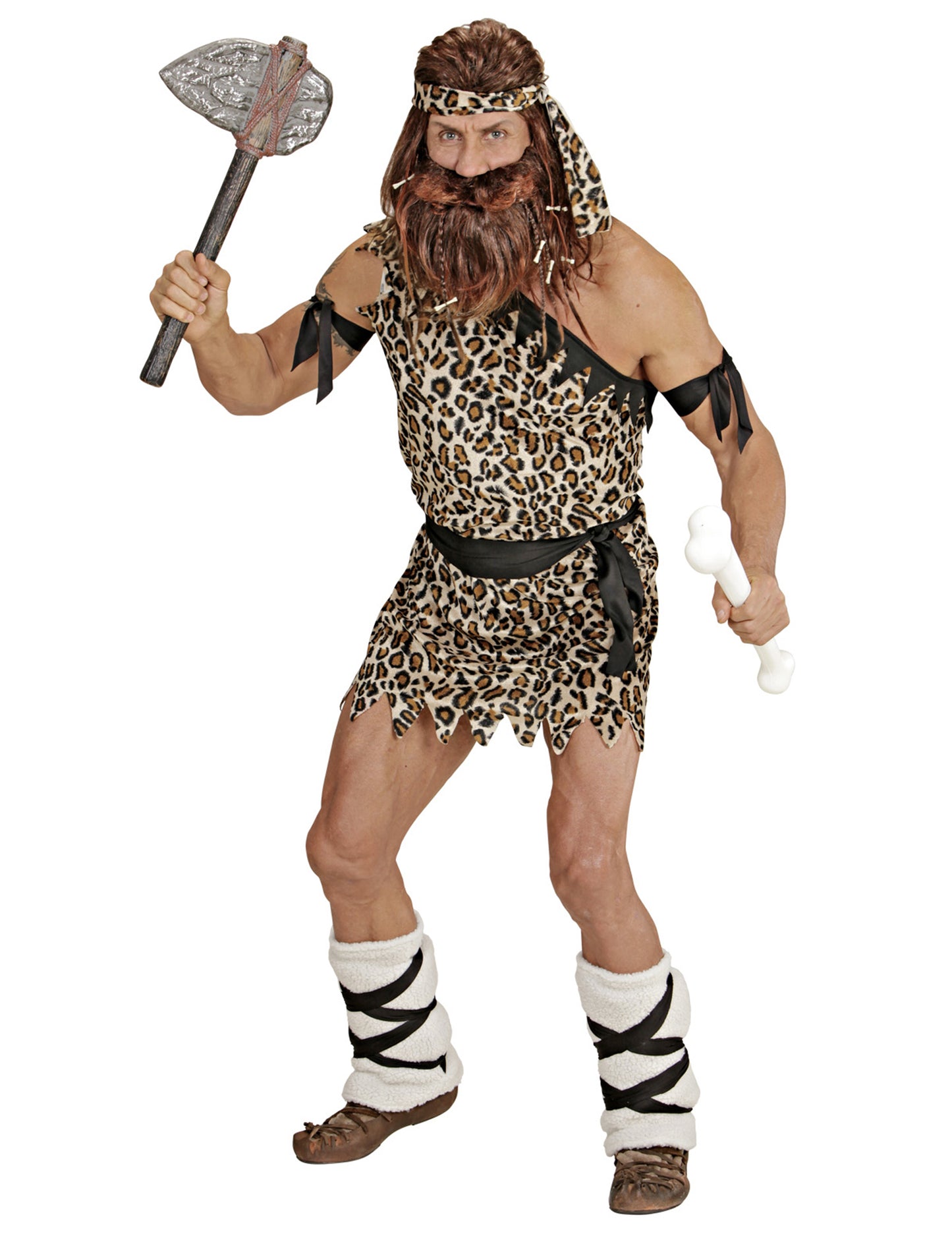 Accessoires hache et os du déguisement homme des cavernes