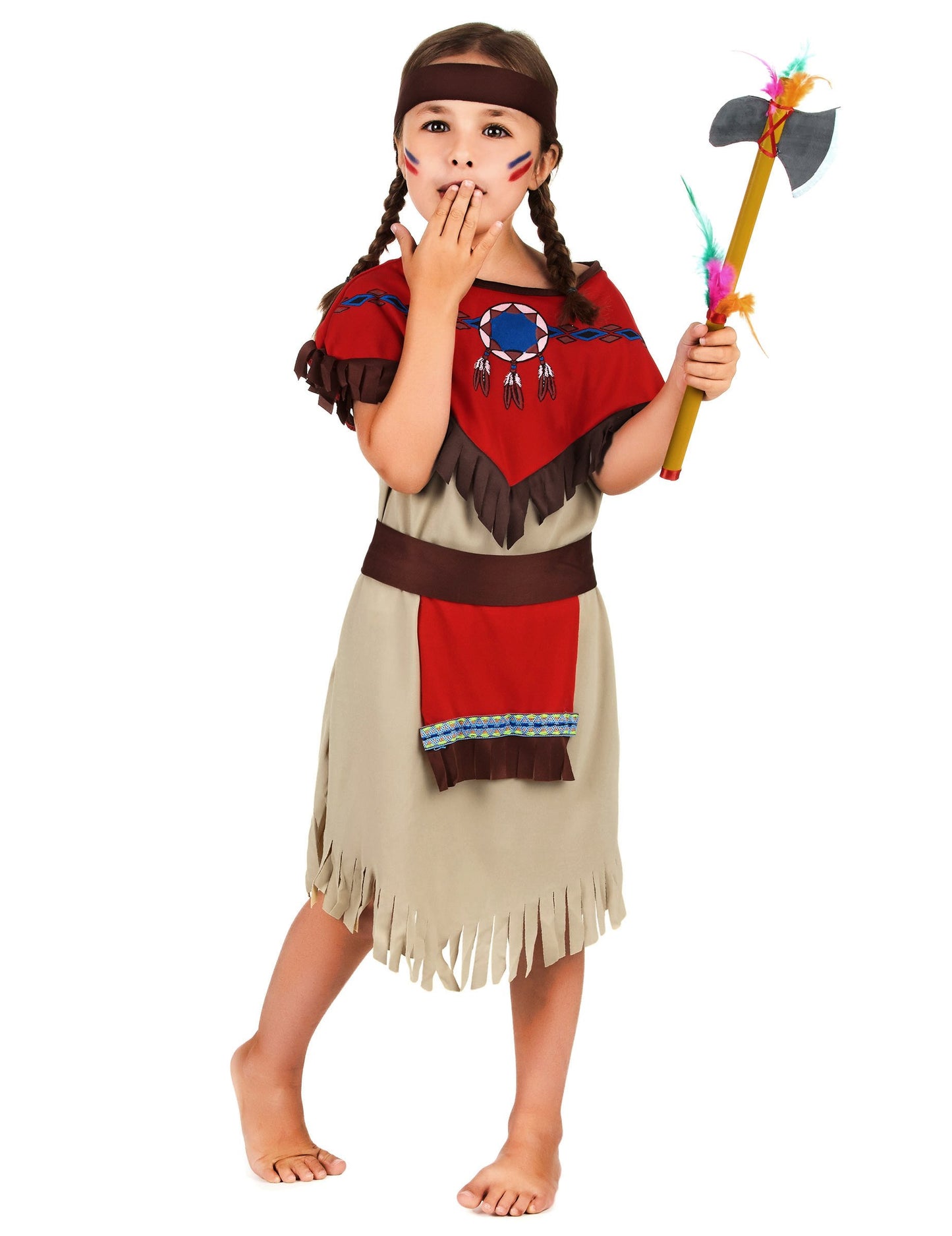 Indický kostým v červené a béžové barvě pro dívky