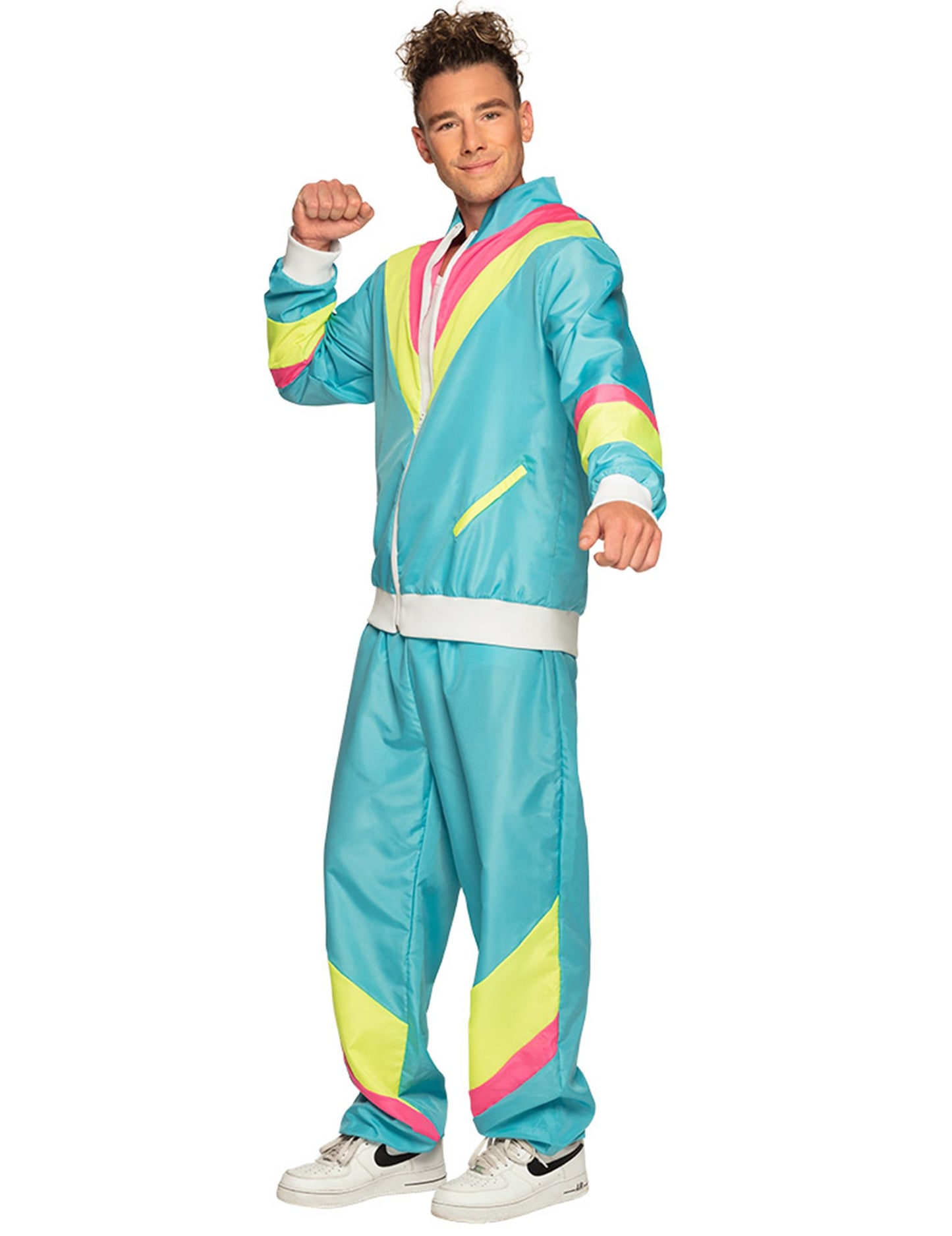 Déguisement Jogging Rétro Bleu Fluo Homme