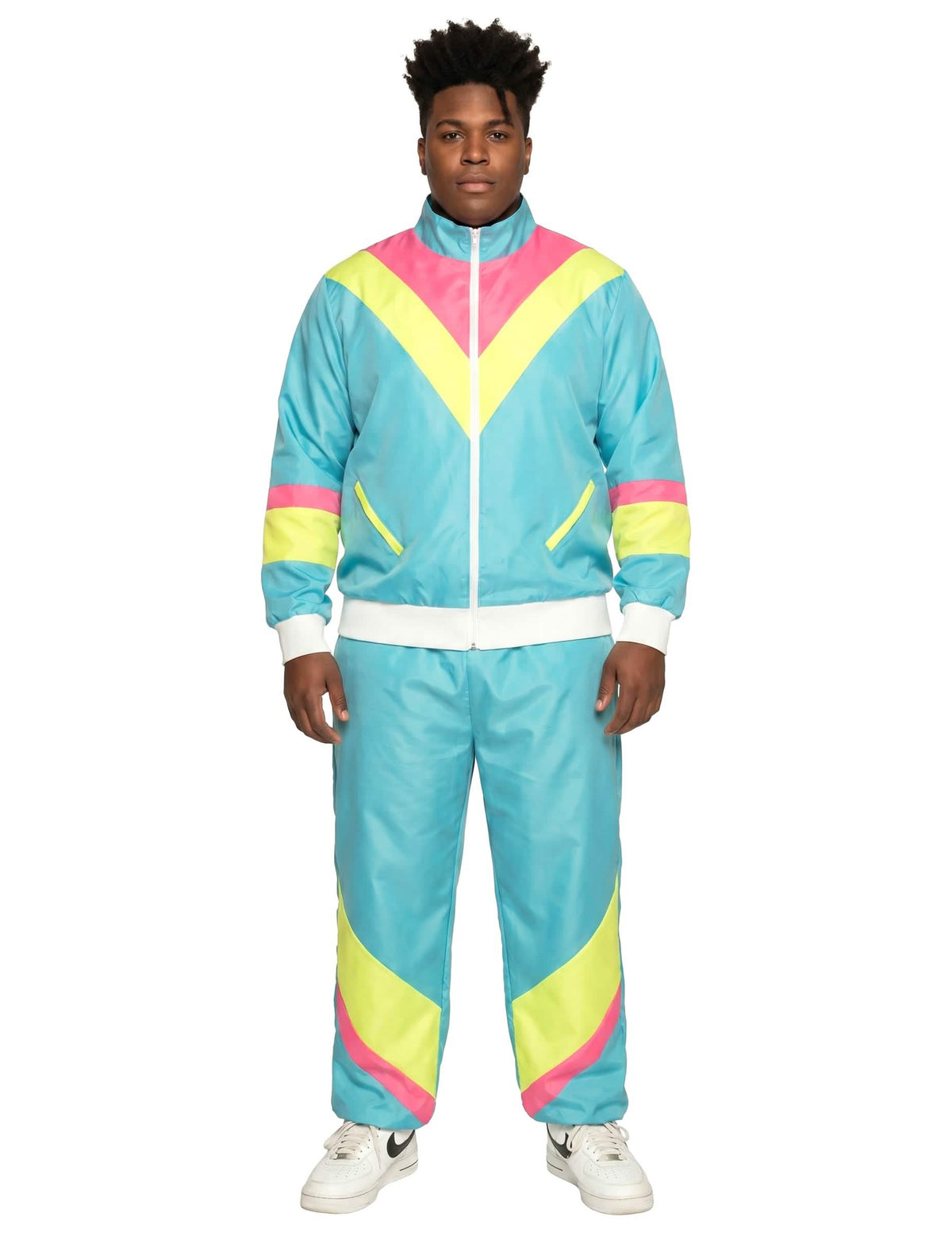 Pánský retro neonovo modrý běžecký kostým