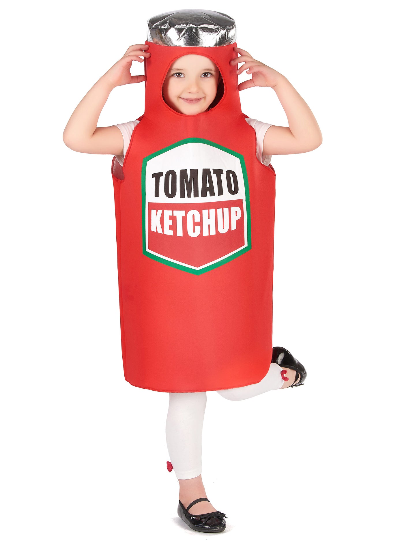 Vue d'ensemble de face du déguisement de ketchup pour enfant